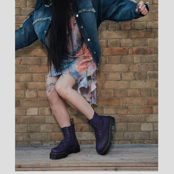 Dr. Martens JADON III Pisa PLATFORM Boots in Purple MSRP$250 RichSoft Leather - Picture 9 of 16